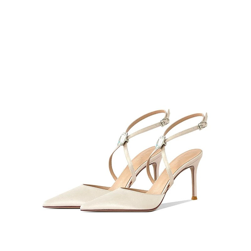 Vienna Crystal Strap Pointed-Toe Heels