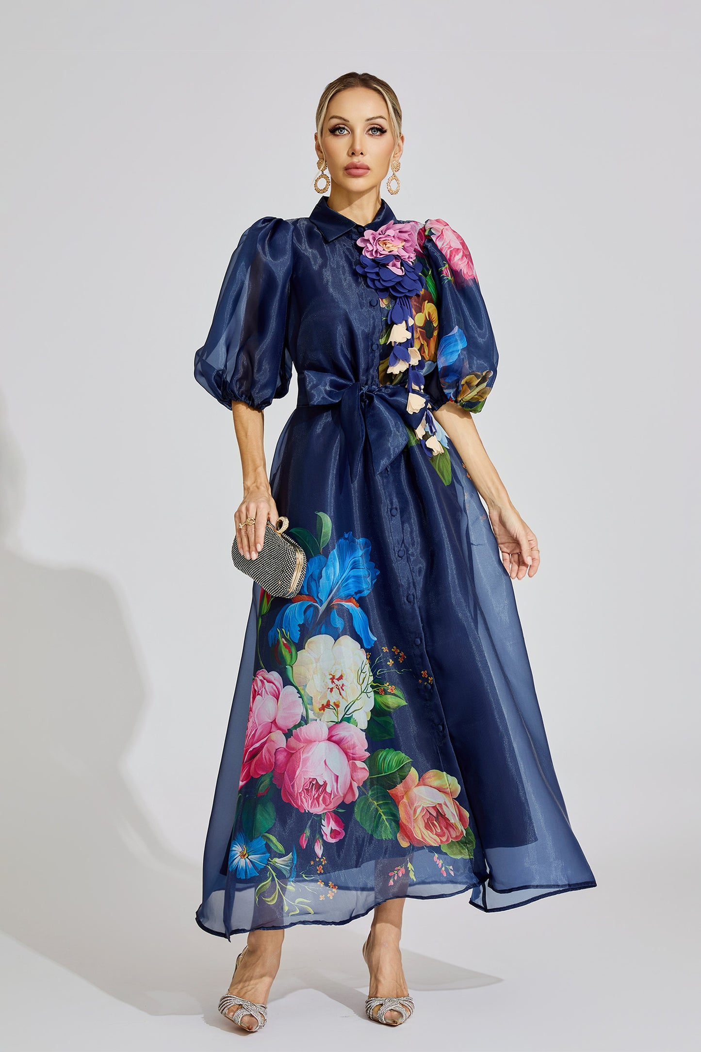Flora Royale 3D Organza Maxi Dress