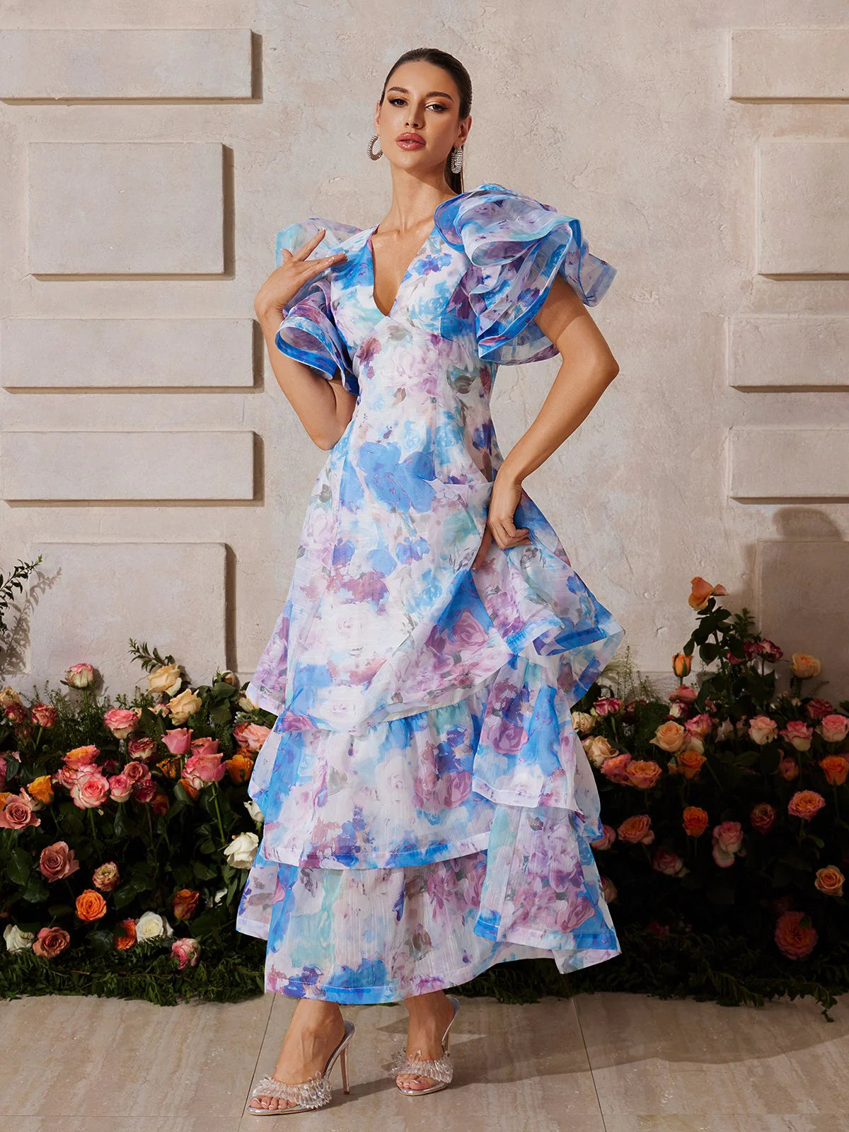 Aurora Ruffle Floral Maxi Dress