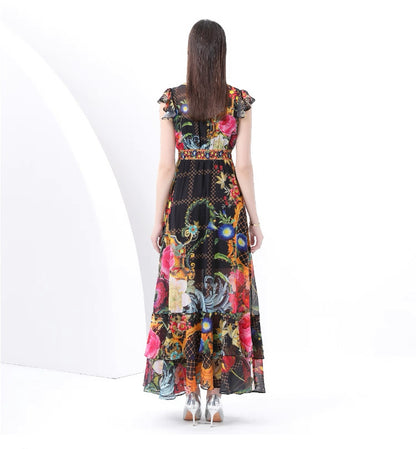 Celestia Garden Chiffon maxi Dress