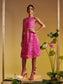 Briana pink belted midi dress