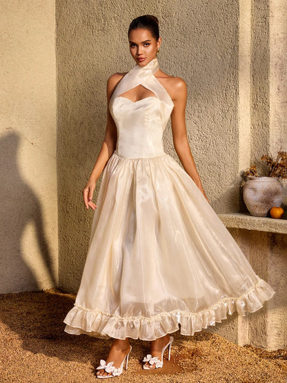 Marbella Satin Halter Midi Dress