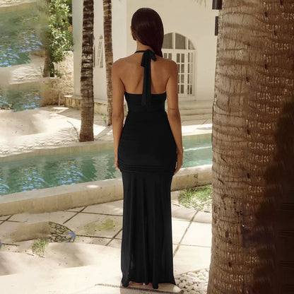 Valentina Sheer Halter Panel Gown