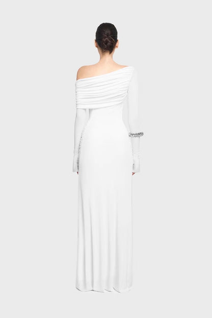 Cassia One-Shoulder Draped Gown