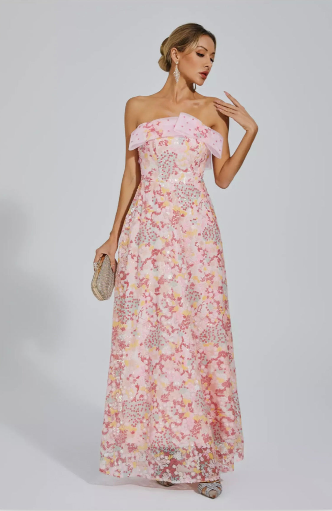 Priscilla sequin pink maxi dress