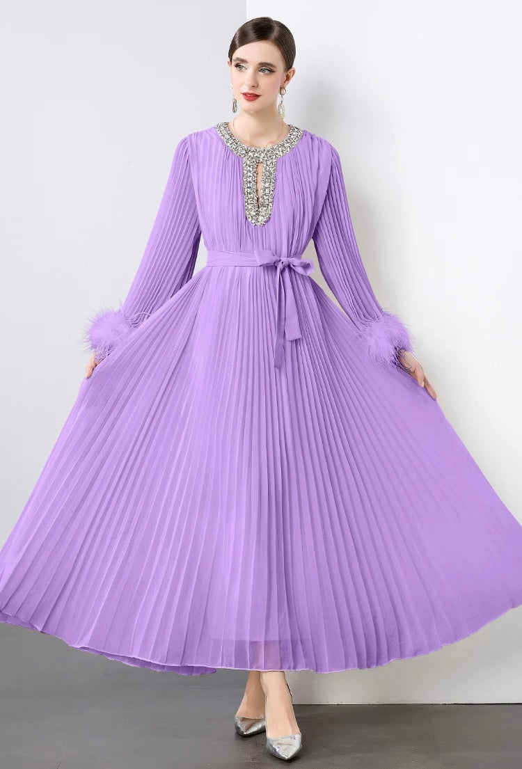 Regal Pleats crystal Gown