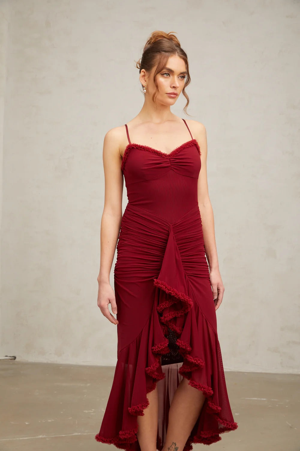 Tulle asymétrique maxi dress