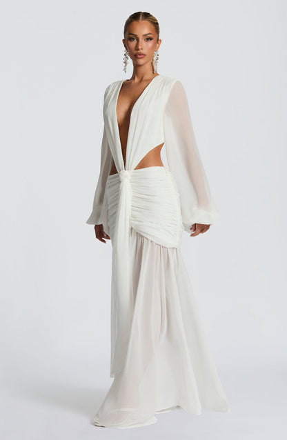 Soleil Ruched Cutout Maxi Dress
