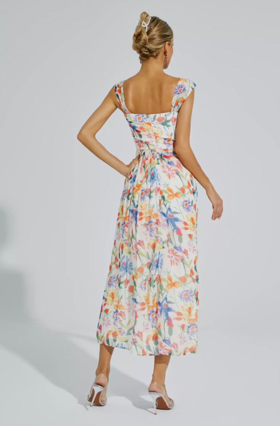 Debby orange floral maxi dress