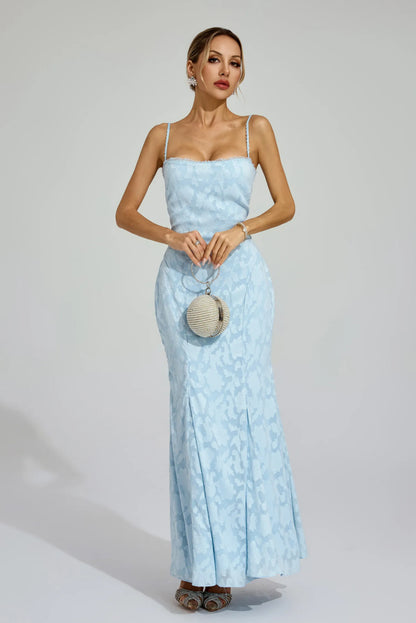 Céleste Back-Tie Blue Gown