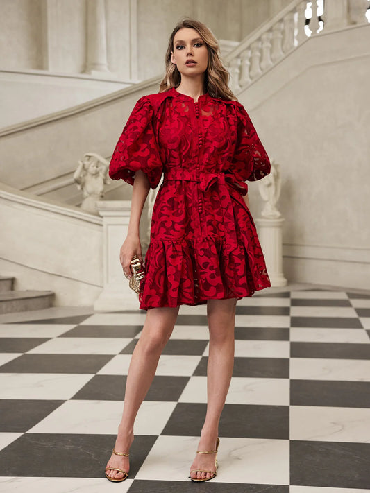 Isadora Embroidered Organza Mini Dress