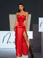 Red satin/lace corset style maxi dress (8293351325934)