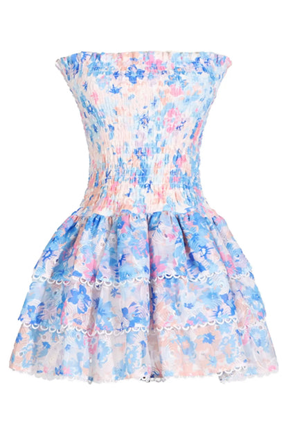 Mercy floral mini dress/ Blue