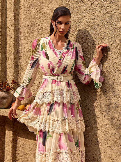 Camélia Lace-Tiered Maxi Dress
