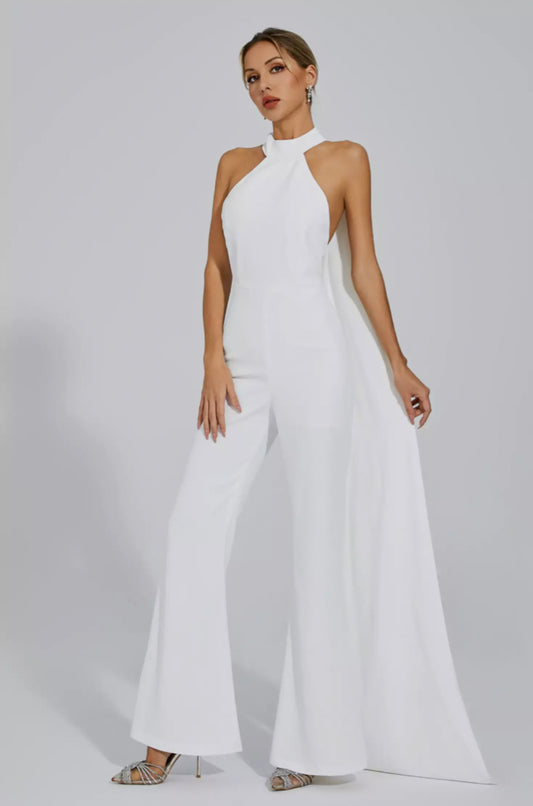 Cornelius white backless jumpsuit