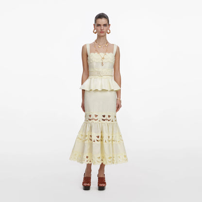 Liana Embroidered Linen Midi Dress