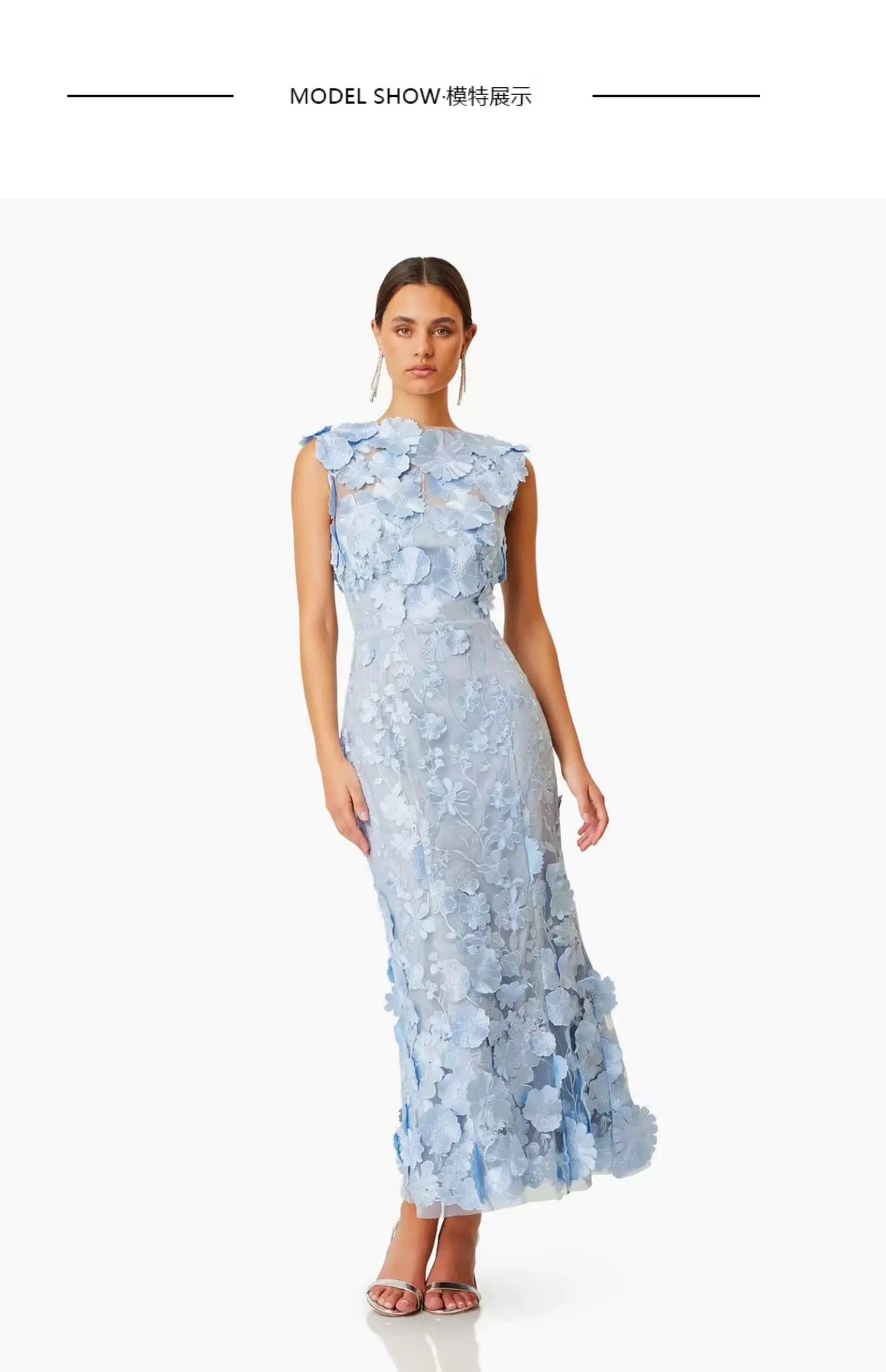 Fleur de Ciel blue Midi Dress