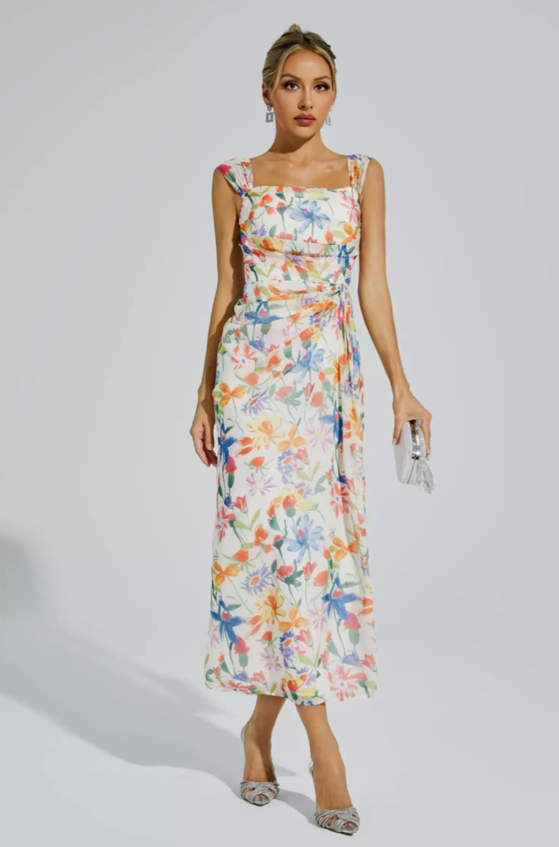 Debby orange floral maxi dress