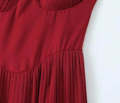 Céleste Pleated Bustier Gown - Burgundy
