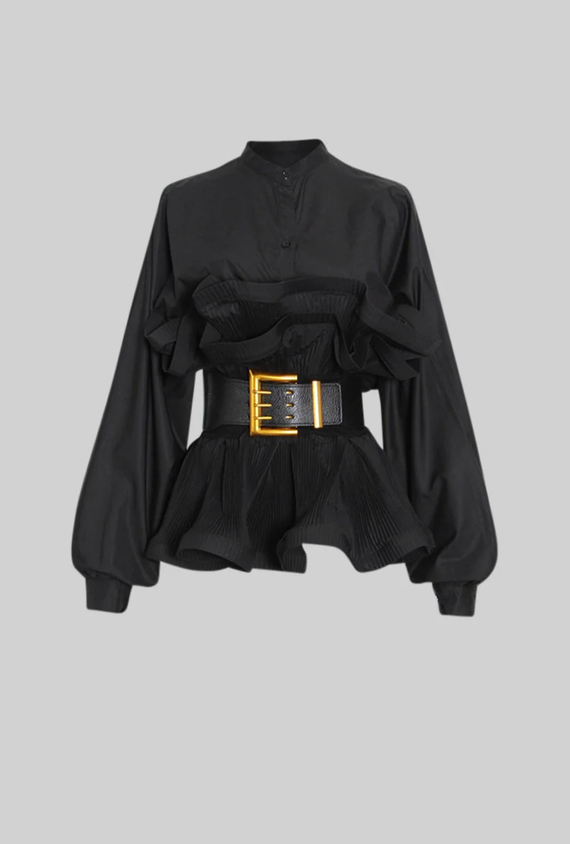 Avril ruffle shirt with belt