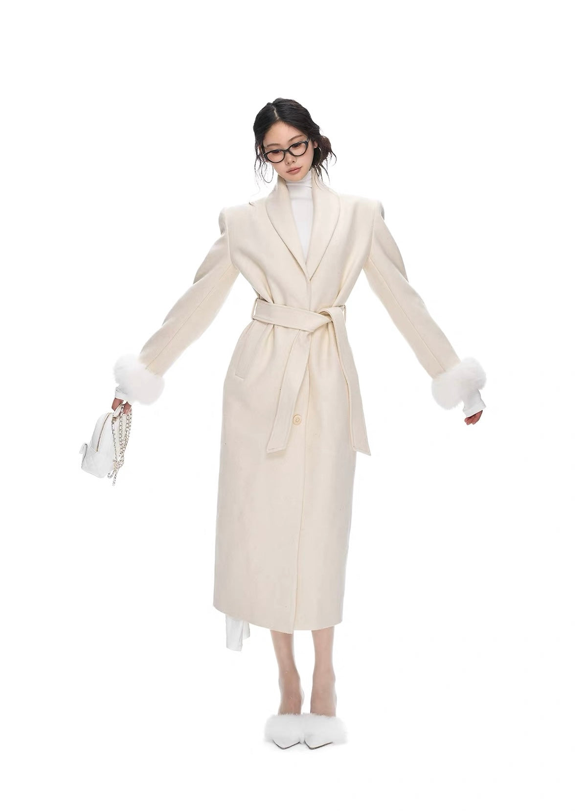 Seraphine Fur Cuff Belted Coat