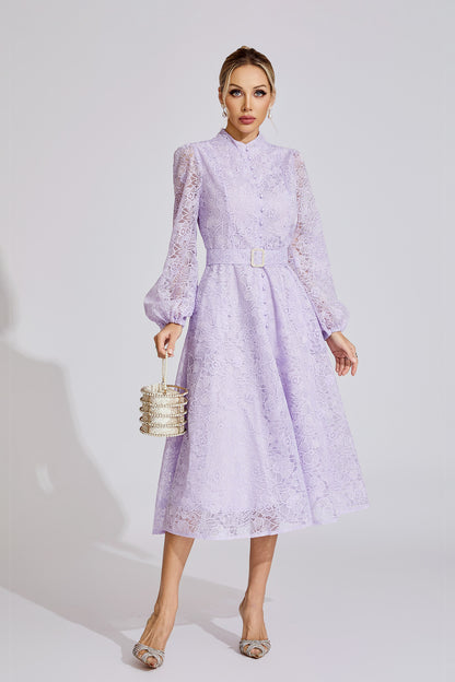 Liliane Embroidered Lace Midi Dress