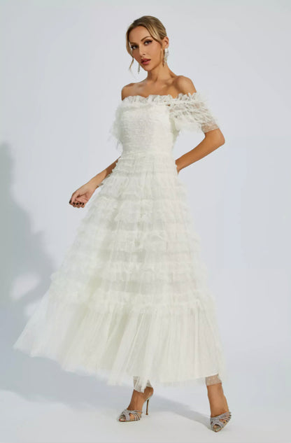 Kai off shoulder mesh maxi dress