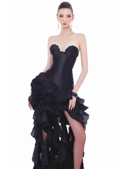 Belle Ruffle Crystal Gown