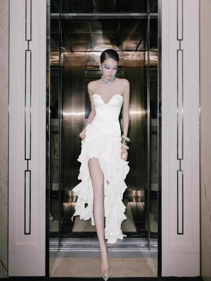 Belle Ruffle Crystal Gown