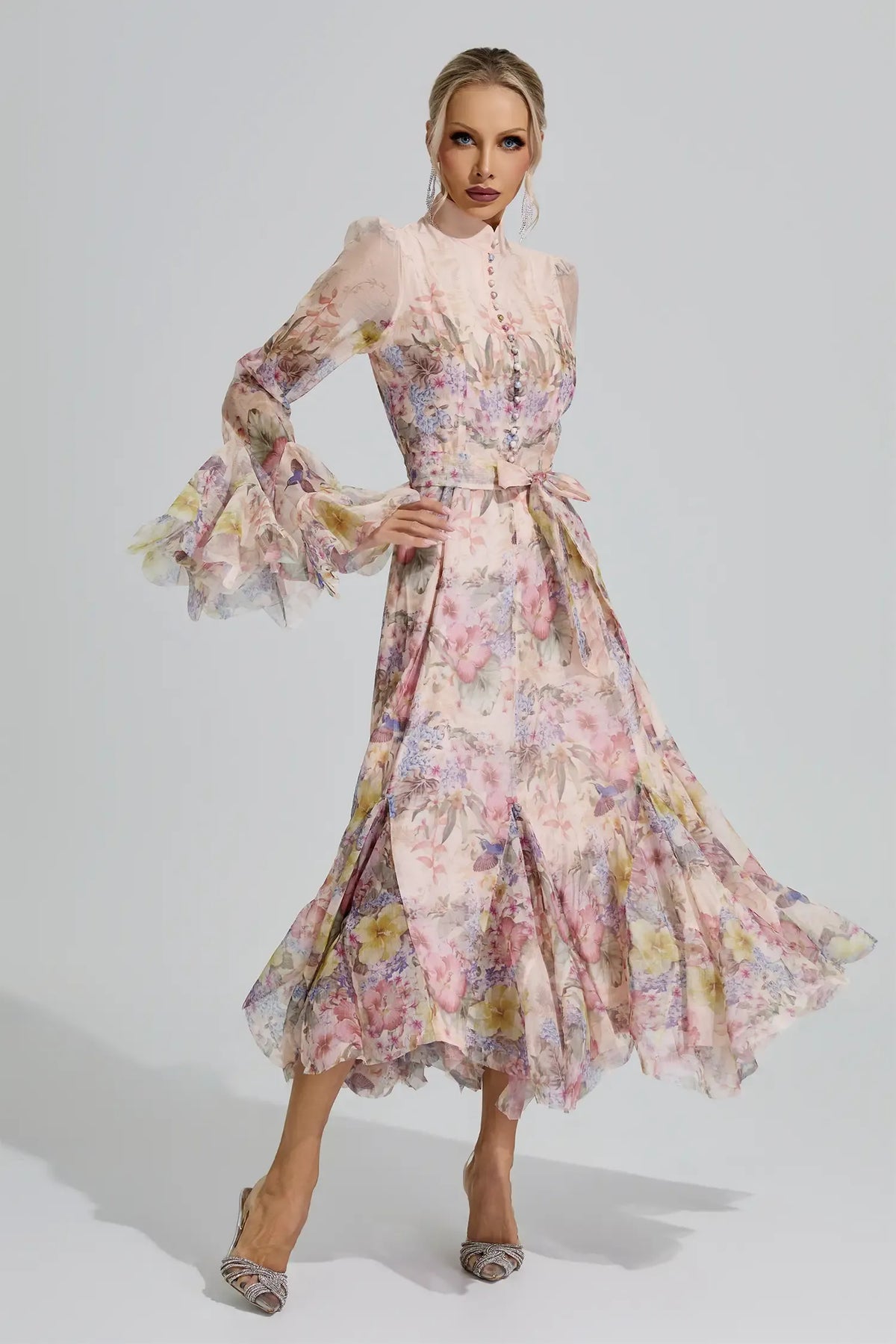 Rosalie Floral Chiffon Midi Dress