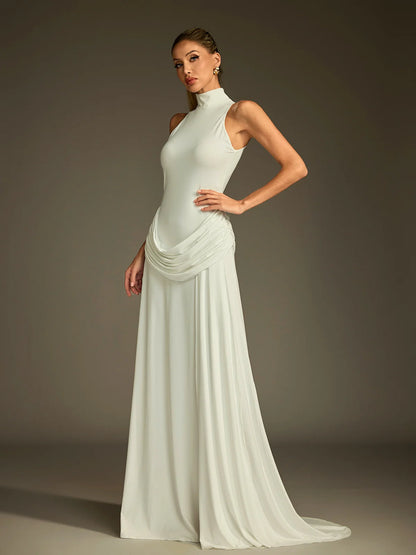 Élise Draped High Neck Gown