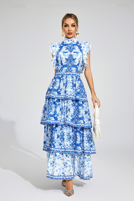 Serena Royal Blue Tiered Maxi Dress