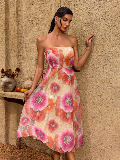 Rosalie Bloom Embroidered Midi Dress