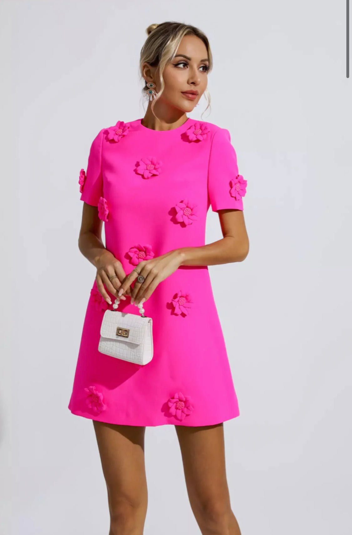 Alison jacquard flower mini dress