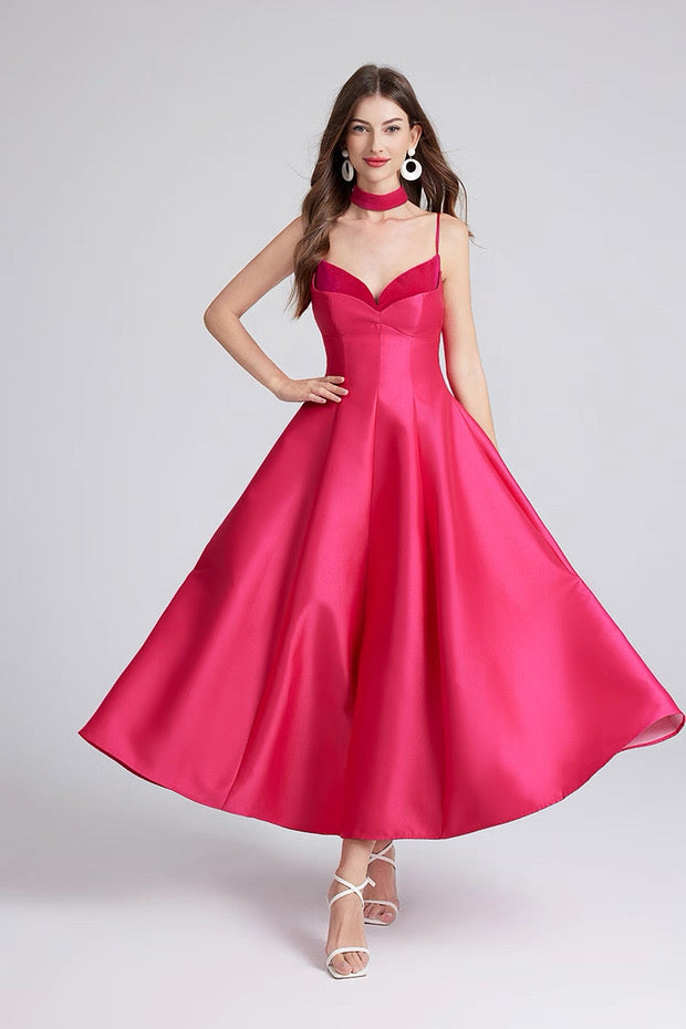 Rosalie Satin Choker Midi Dress