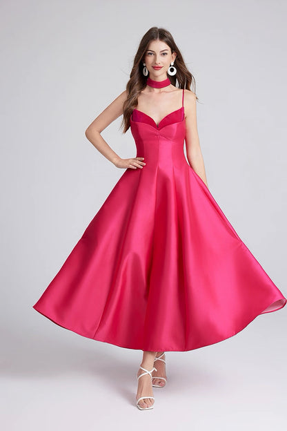 Rosalie Satin Choker Midi Dress