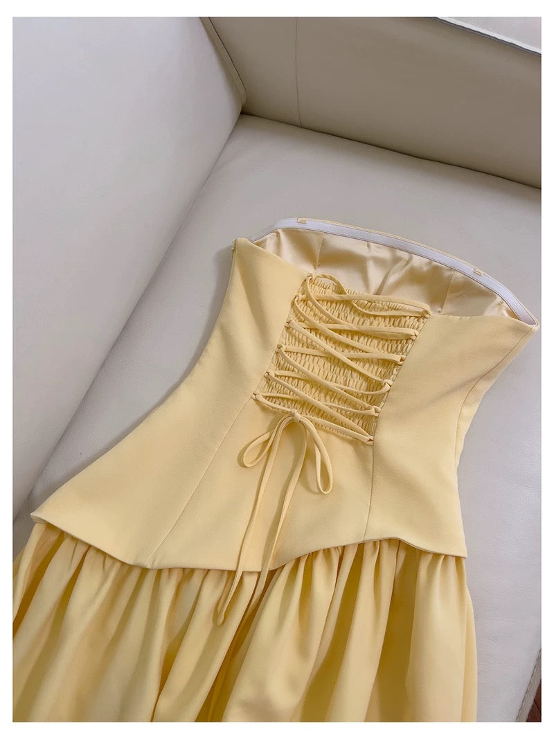 Soleil Scarf Drape Gown - Butter Yellow