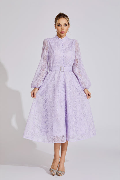 Liliane Embroidered Lace Midi Dress