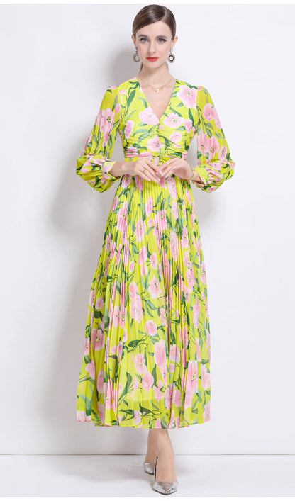 Limonetta Blossom Pleated Dress
