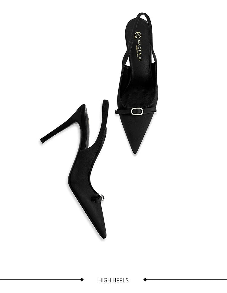 Amara Satin Bow Slingback Heels