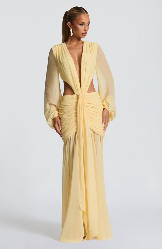 Soleil Ruched Cutout Maxi Dress