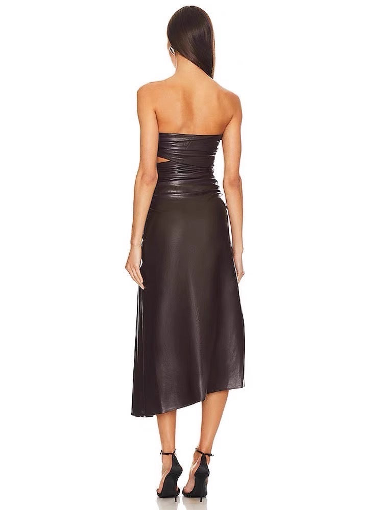 Carrie leather midi dress (8213111472366)