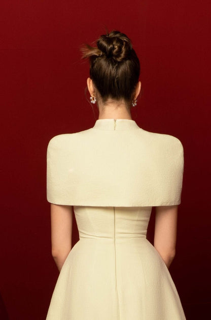 Claire Cape Collar Pleated Dress