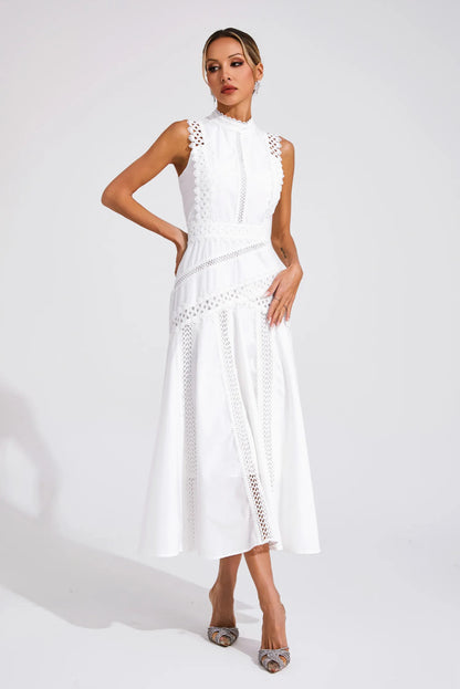 Sleeveless white maxi dress