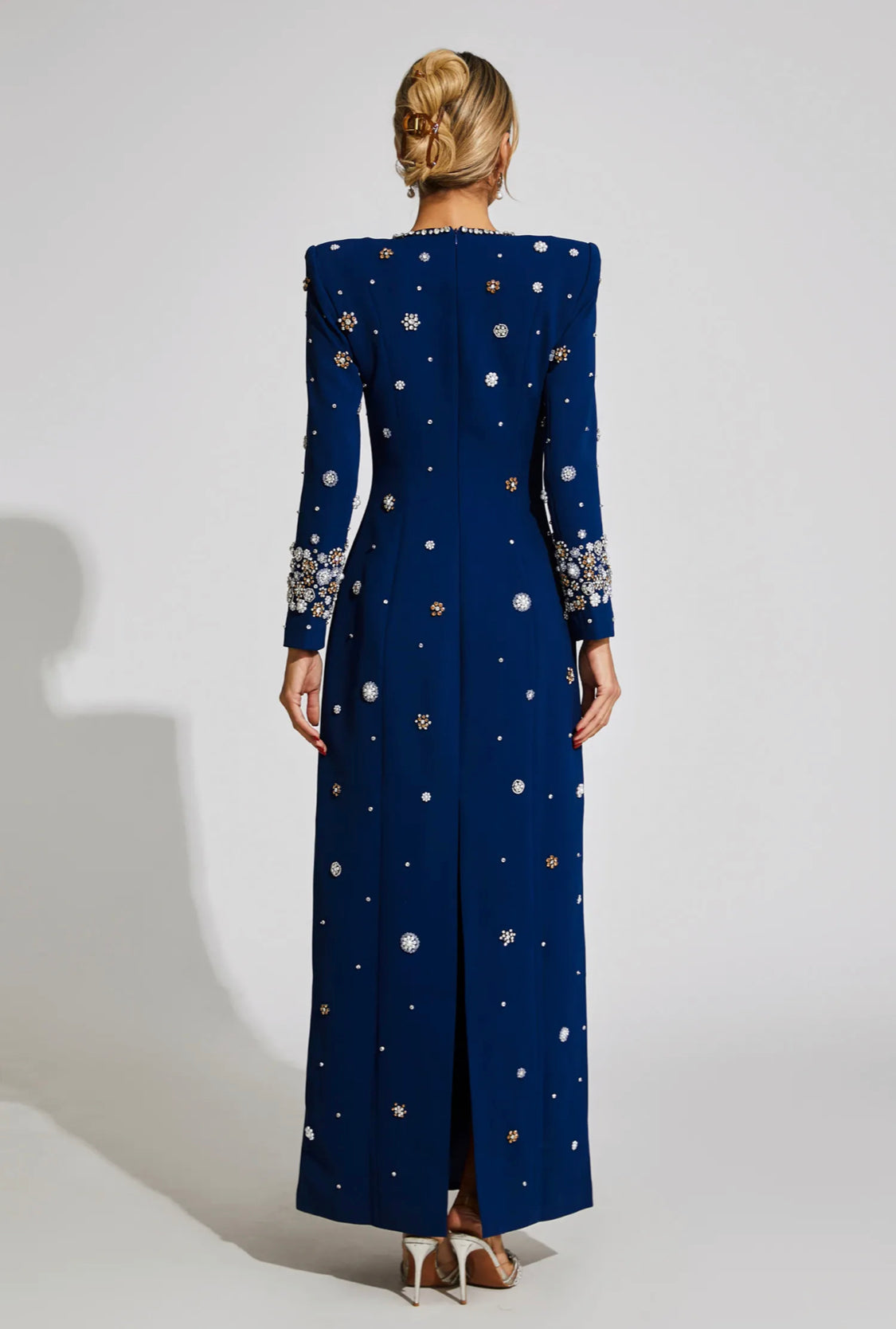 Blue diamond long sleeves maxi dress