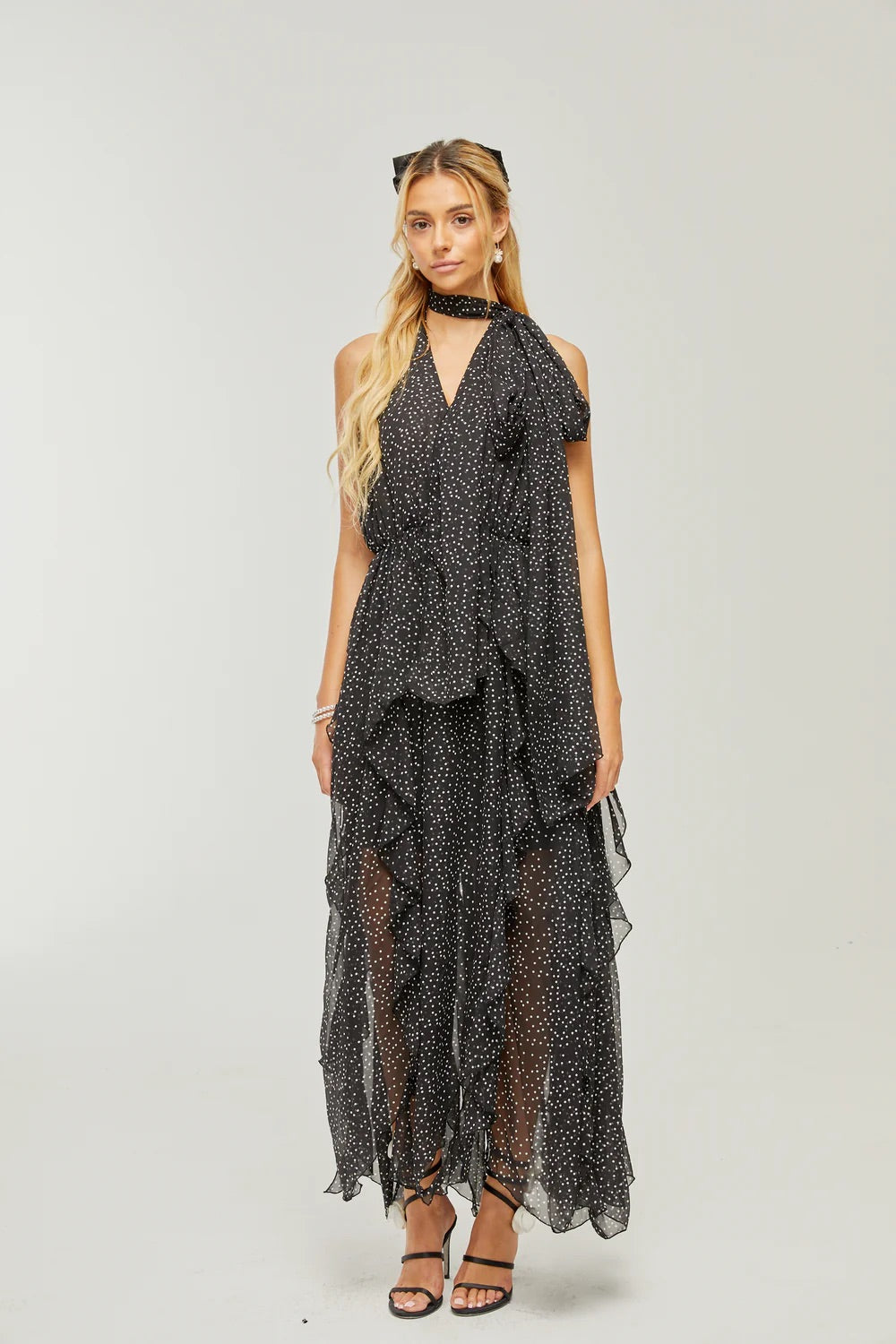 Yvette polka dot maxi dress