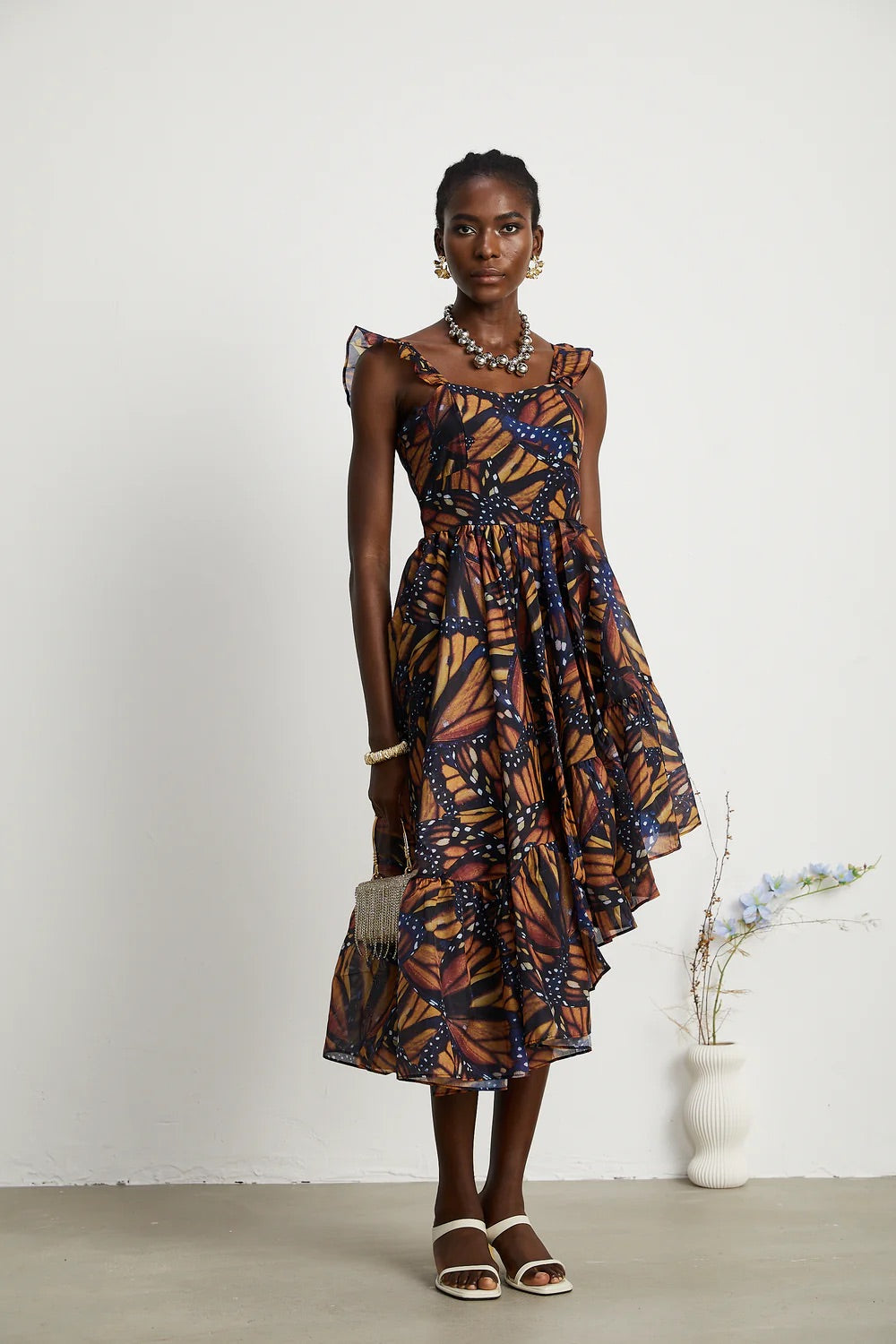 Coralie butterfly print midi dress