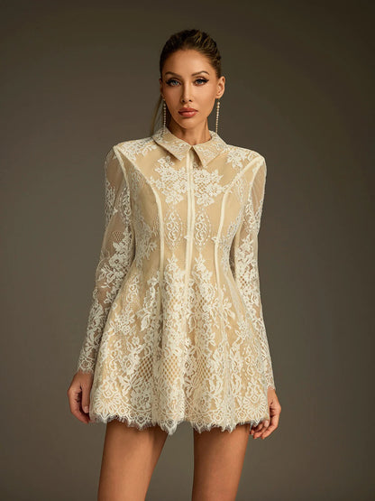 Lena Lace Mini Shirt Dress