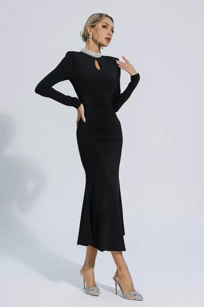 Monica Pearl Collar Midi Dress