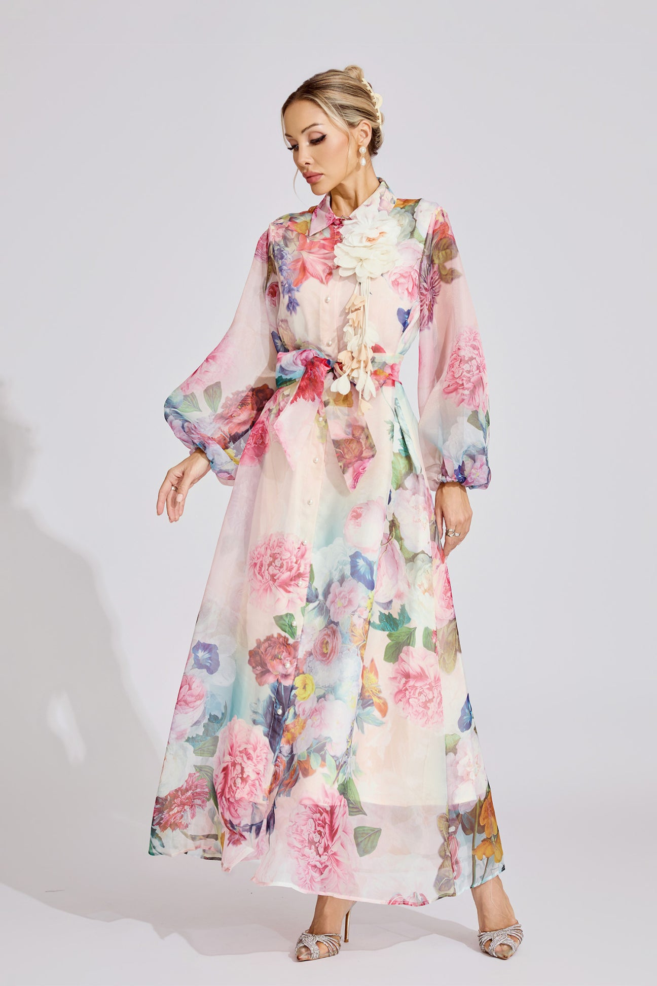 Fleur Royale Maxi Shirt Dress